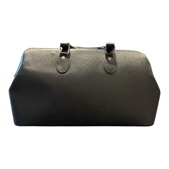 Vintage Rare Black Leather Doctor’s Bag Silver Hardware Made in Hungary - Picture 2 of 14